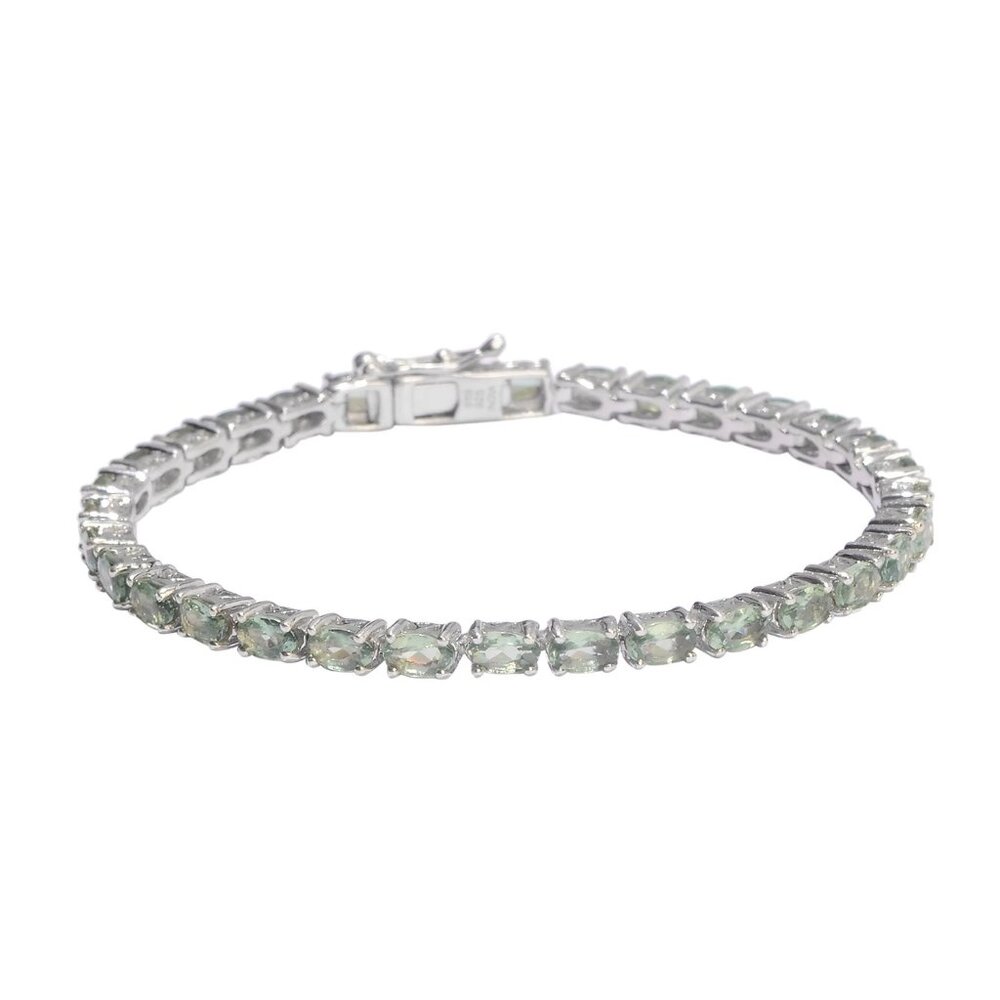 Mint Apatite Sterling Silver Bracelet Polished With Rhodium